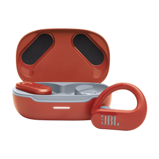 JBL Endurance Peak 3 - Coral - Dust and water proof True Wireless active earbuds - Hero Image of JBL Endurance Peak 3